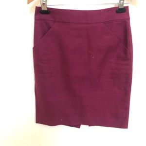 J CREW Women's No. 2 Pencil Skirt Sz 2  Burgundy Red Pockets